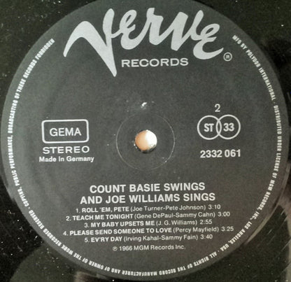 Count Basie / Joe Williams : Count Basie Swings--Joe Williams Sings (LP, Album, RE)