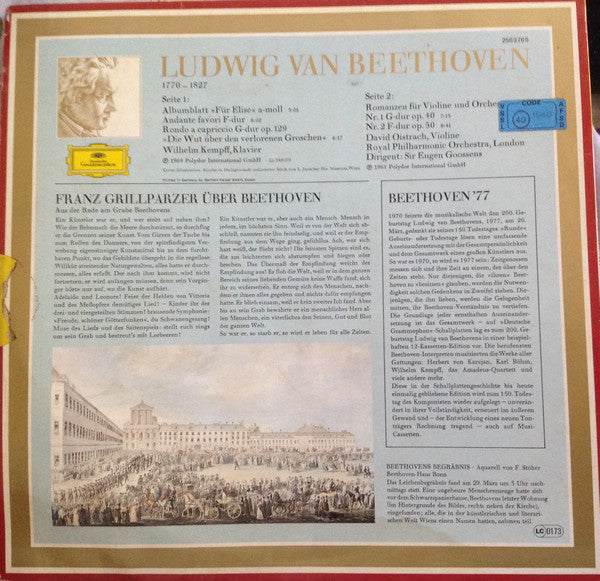 Ludwig van Beethoven, Wilhelm Kempff, David Oistrach : Albumblatt »Für Elise« · Andante Favori · »Die Wut Über Den Verlorenen Groschen« · 2 Violin Romanzen  (LP, Comp)