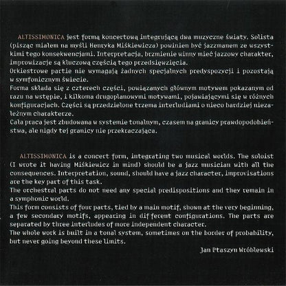 Henryk Miśkiewicz & Polska Orkiestra Radiowa : Altissimonica (CD, Album)