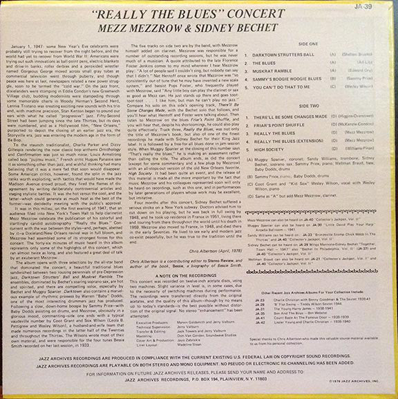 Mezz Mezzrow & Sidney Bechet : The Really The Blues Concert - January 1, 1947 (LP)