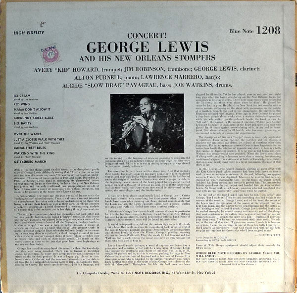 George Lewis And His New Orleans Stompers : Concert! (LP, Mono, Pla)