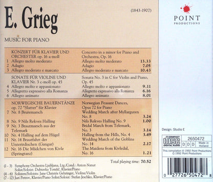 Edvard Grieg : Music For Piano (CD, Album, Comp)