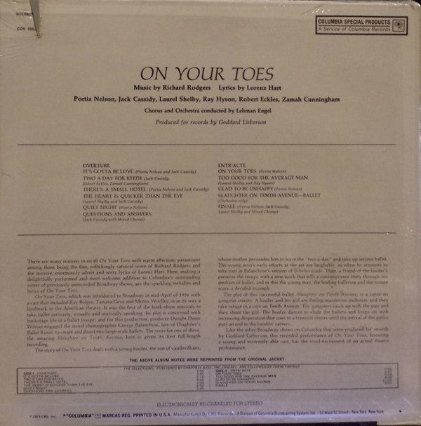 Portia Nelson And Jack Cassidy In Rodgers & Hart : On Your Toes (LP, Album, RE)