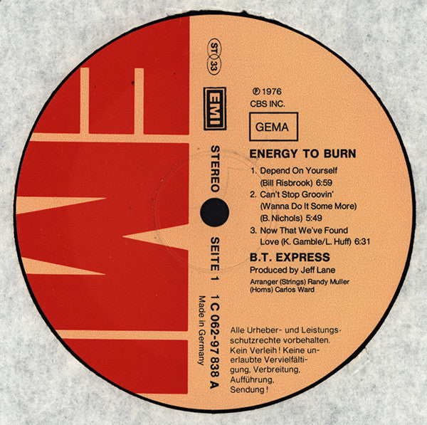 B.T. Express : Energy To Burn (LP, Album)