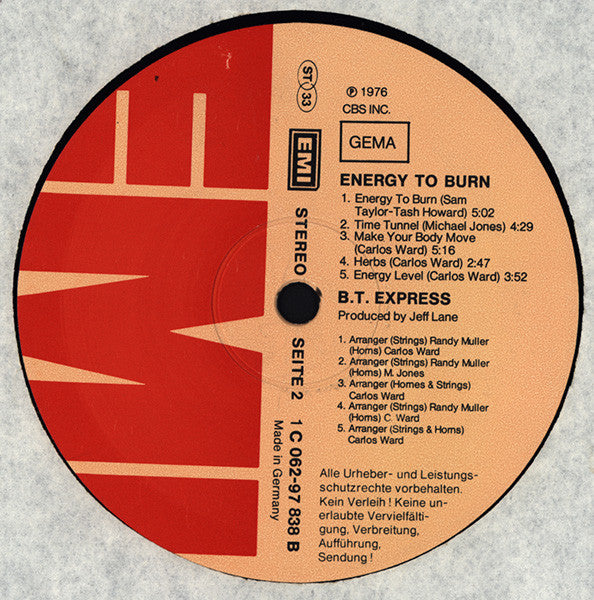 B.T. Express : Energy To Burn (LP, Album)