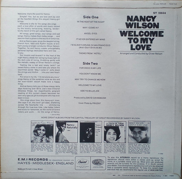 Nancy Wilson : Welcome To My Love (LP)