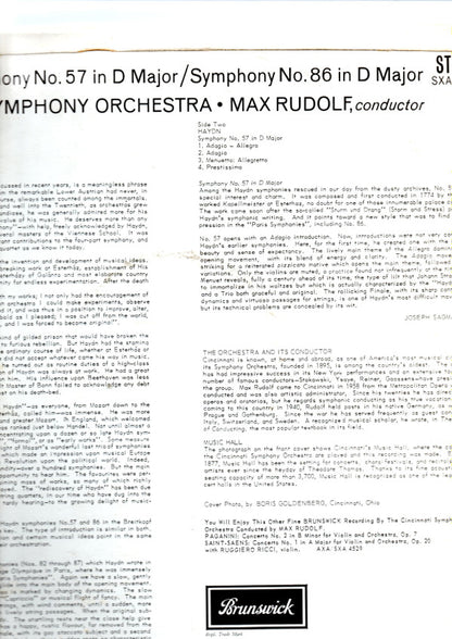 Joseph Haydn  -  Max Rudolf  -  Cincinnati Symphony Orchestra : Symphony Nos. 57 & 86 (LP, Album)