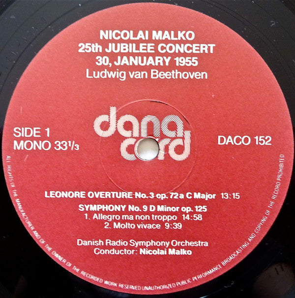 Nicolai Malko, Radiokoret, Statsradiofoniens Symfoniorkester : 25th Jubilee Concert (January 30th, 1955) (LP)