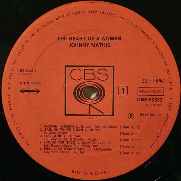 Johnny Mathis : The Heart Of A Woman (LP, Album)