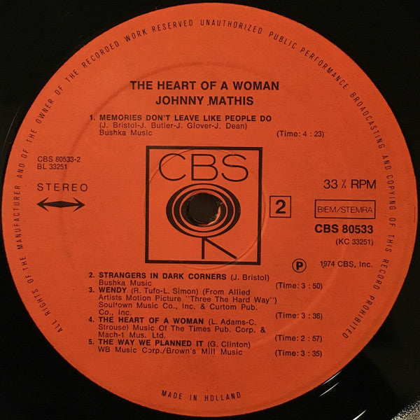 Johnny Mathis : The Heart Of A Woman (LP, Album)