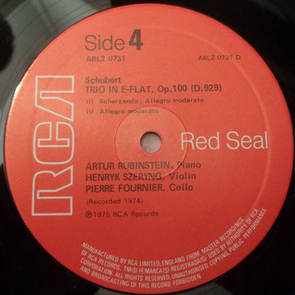 Franz Schubert - Arthur Rubinstein, Henryk Szeryng, Pierre Fournier : Schubert: Trios de Piano - Op. 99 en Si-Bemol • Op. 100 en Mi-Bemol (2xLP + Box)