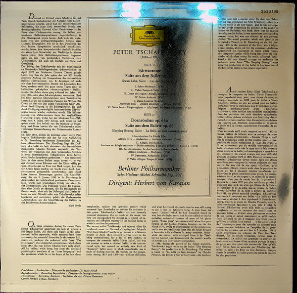 Pyotr Ilyich Tchaikovsky - Berliner Philharmoniker • Herbert von Karajan : Schwanensee (Swan Lake) / Dornröschen (The Sleeping Beauty) (LP)