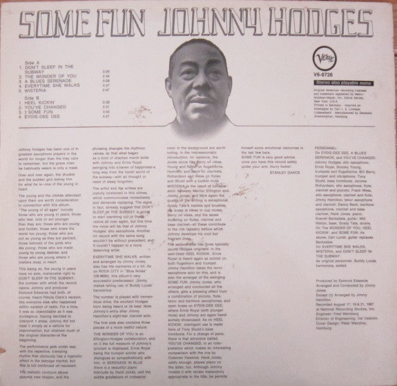 Johnny Hodges : Some Fun (LP, Album)