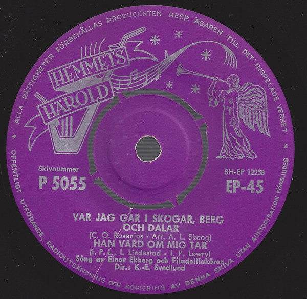 Einar Ekberg : Var Jag Går I Skogar, Berg Och Dalar (7", EP)