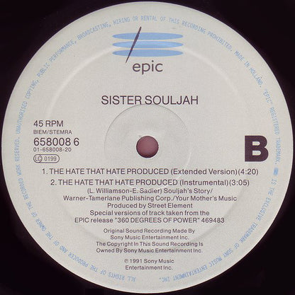 Sister Souljah : The Hate That Hate Produced (12")