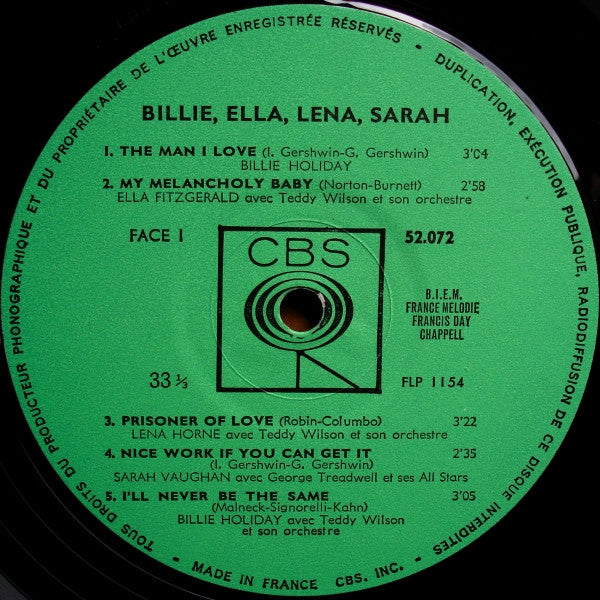 Ella Fitzgerald, Billie Holiday, Lena Horne, Sarah Vaughan : 4 Grandes Dames Du Jazz (LP, Comp, Mono)