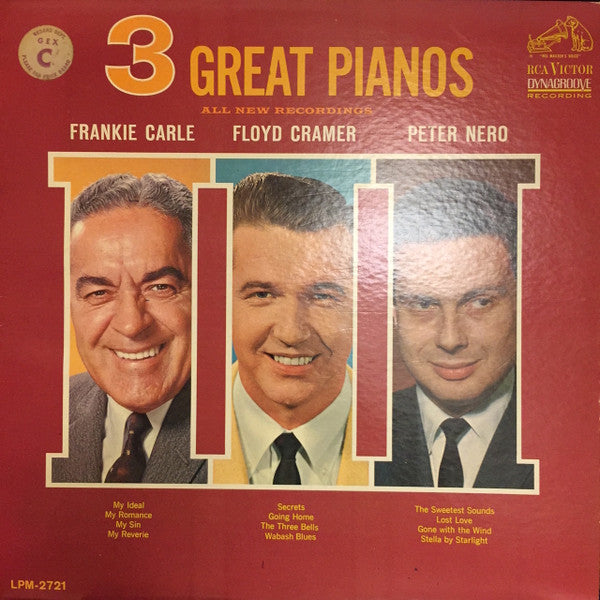 Frankie Carle, Floyd Cramer, Peter Nero : 3 Great Pianos (LP, Mono)