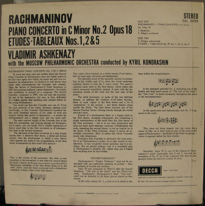 Sergei Vasilyevich Rachmaninoff, Kiril Kondrashin, Moscow Philharmonic Orchestra, Vladimir Ashkenazy : Second Piano Concerto (LP, RP)