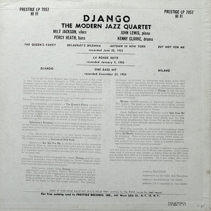 The Modern Jazz Quartet : Django (LP, Album, Mono, RM)