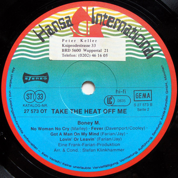 Boney M. : Take The Heat Off Me (LP, Album, RP)