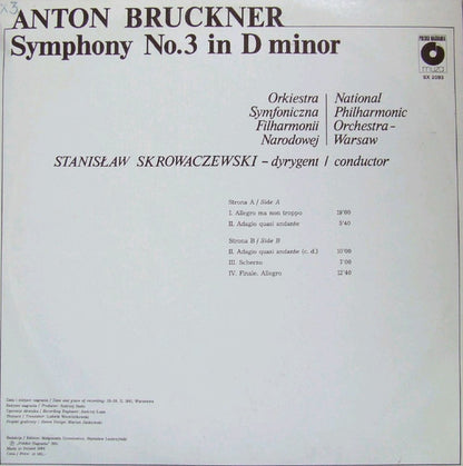 Anton Bruckner, Orkiestra Symfoniczna Filharmonii Narodowej, Stanislaw Skrowaczewski : Symphony No. 3 In D Minor (LP, Album)