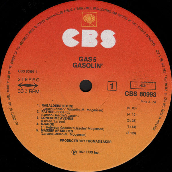 Gasolin' : Gas 5 (LP, Album, Gat)