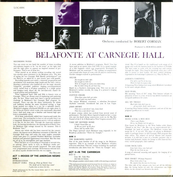 Harry Belafonte : Belafonte At Carnegie Hall (The Complete Concert) (2xLP, Album, Mono, Gat)