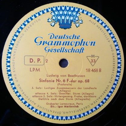 Ludwig van Beethoven, Orchestre Des Concerts Lamoureux Dirigent: Igor Markevitch : Sinfonie Nr. 6 F-dur Op. 68 (Pastorale) (LP, Mono)