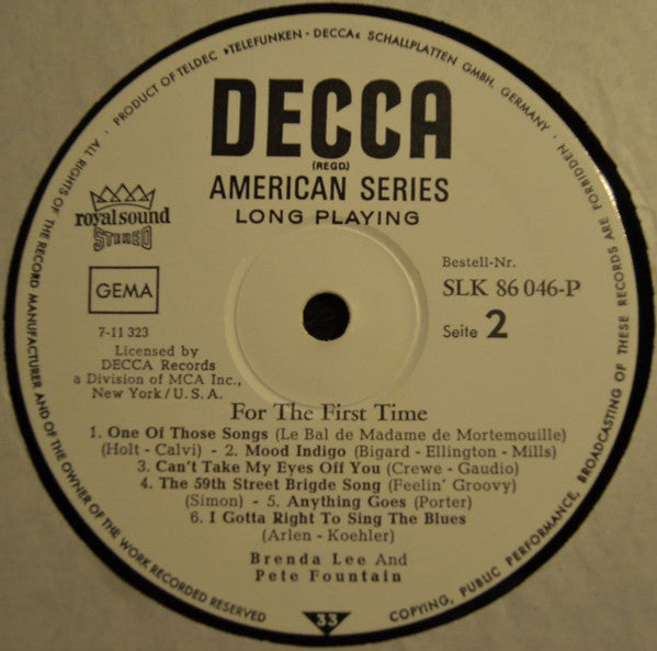 Brenda Lee And Pete Fountain : "For The First Time" (LP, Album)