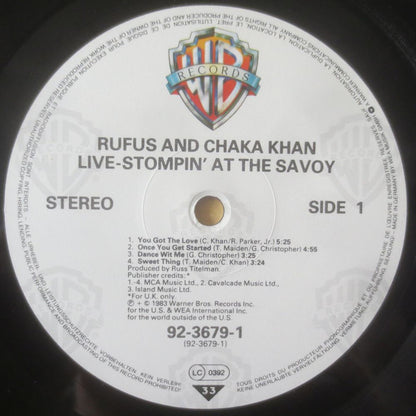 Rufus & Chaka Khan : Live - Stompin' At The Savoy (2xLP, Album)