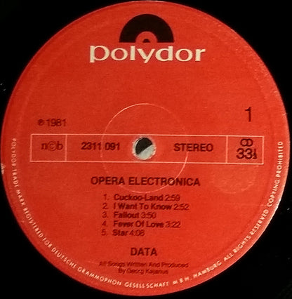 Data (2) : Opera Electronica (LP, Album)