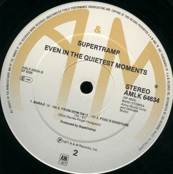 Supertramp : Even In The Quietest Moments... (LP, Album)