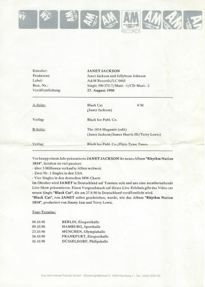 Janet Jackson : Black Cat (7", Single, Sil)