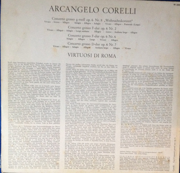 Arcangelo Corelli - Virtuosi Di Roma "Collegium Musicum Italicum" : 4 Concerti Grossi Op. 6 (LP, Album)