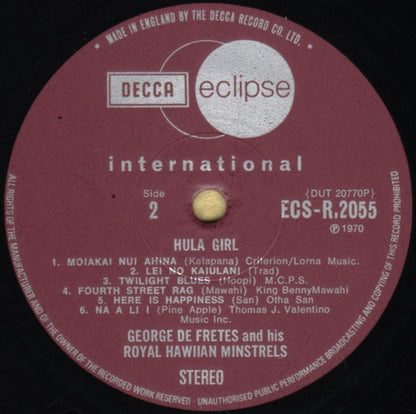 George De Fretes And His Royal Hawaiian Minstrels : Hula Girl (LP)