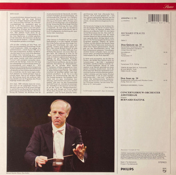 Richard Strauss, Bernard Haitink, Concertgebouworkest : Don Quixote / Don Juan (LP, RE)