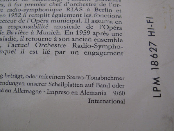 Antonín Dvořák ‧ Berliner Philharmoniker ‧ Dirigent: Ferenc Fricsay : Aus Der Neuen Welt ‧ From The New World (Sinfonie Nr. 5 E-moll Op. 95 ‧ Symphony No. 5 In E Minor, Op. 95) (LP, Mono)