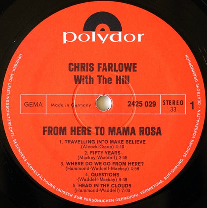 Chris Farlowe With The Hill : From Here To Mama Rosa (LP, Album)