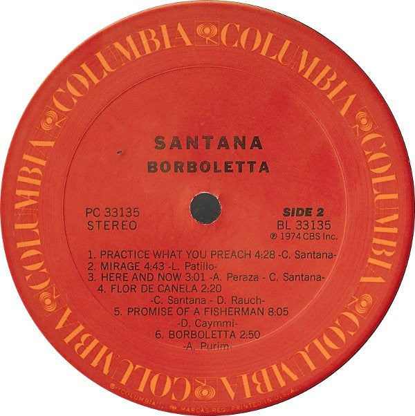 Santana : Borboletta (LP, Album, M/Print, San)