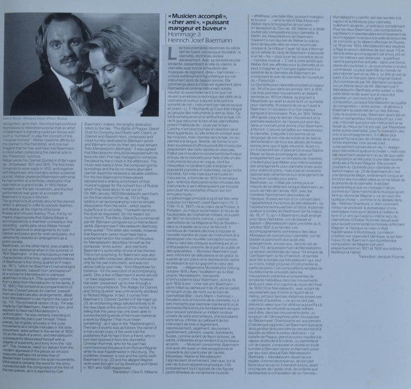 Sabine Meyer, Wolfgang Meyer (3) : Works for Clarinet and Orchestra (Weber, Baermann, Mendelssohn) (LP, Album)