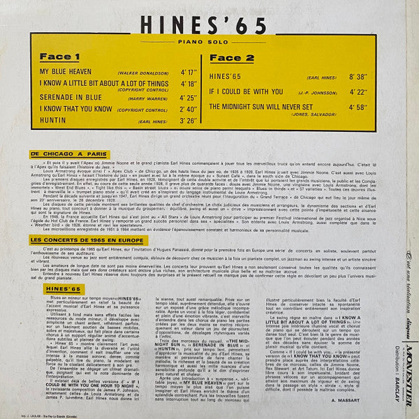 Earl Hines : Hines '65 (LP)