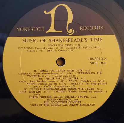 Various : Music Of Shakespeare's Time (Vocal And Instrumental Works Of Elizabethan England) (2xLP, Mono + Box)