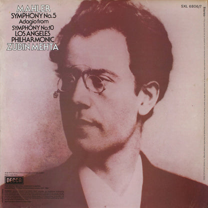 Gustav Mahler, Los Angeles Philharmonic Orchestra, Zubin Mehta : Symphony No. 5 / Adagio From Symphony No. 10 (2xLP)