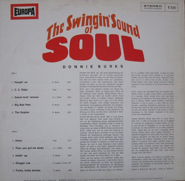 Donnie Burks : The Swingin' Sound Of Soul (LP, Album)