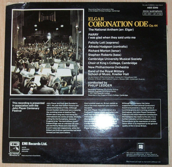 Sir Edward Elgar, New Philharmonia Orchestra, Philip Ledger : Coronation Ode (LP, Album, Quad, Gat)