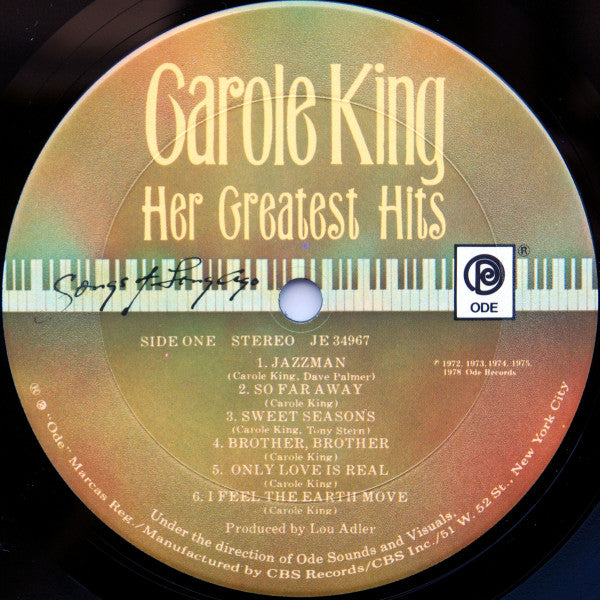 Carole King : Her Greatest Hits (Songs Of Long Ago) (LP, Comp, Pit)