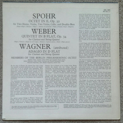 Louis Spohr, Carl Maria von Weber, Richard Wagner, Philharmonisches Oktett Berlin : Oktett Op. 32, Klarinettenquintett Op. 34, Adagio Für Klarinette Und Streicher (LP, Album)