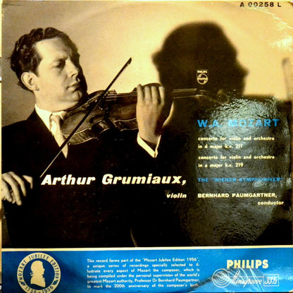 Wolfgang Amadeus Mozart, Arthur Grumiaux, Bernhard Paumgartner, Wiener Symphoniker : Concertos For Violin & Orchestra N°2, K. 211 & N°5, K. 219 (LP, Mono, Min)