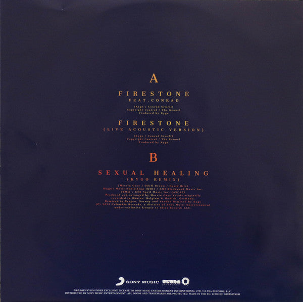 Kygo Ft. Conrad Sewell : Firestone (12", Maxi, Ltd, Num)