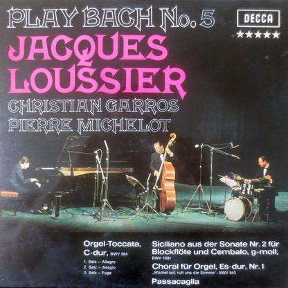 Jacques Loussier, Christian Garros, Pierre Michelot : Play Bach No. 5 (LP, Album, RE)